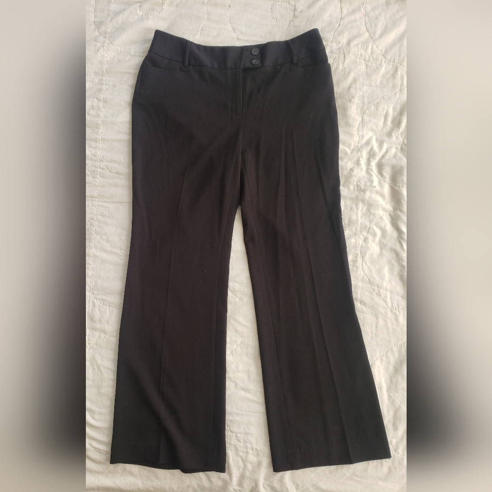 Petite 12P Rafaella Career Dress Pants Black Wide Leg, Curvy Relaxed Fit Pocket